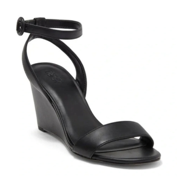 NORDSTROM RACK Carrie Wedge Sandal in black Size: 10 - Picture 1 of 6